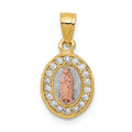 14K Two-Tone w/White Rhodium D/C CZ Lady Guadalupe Pendant