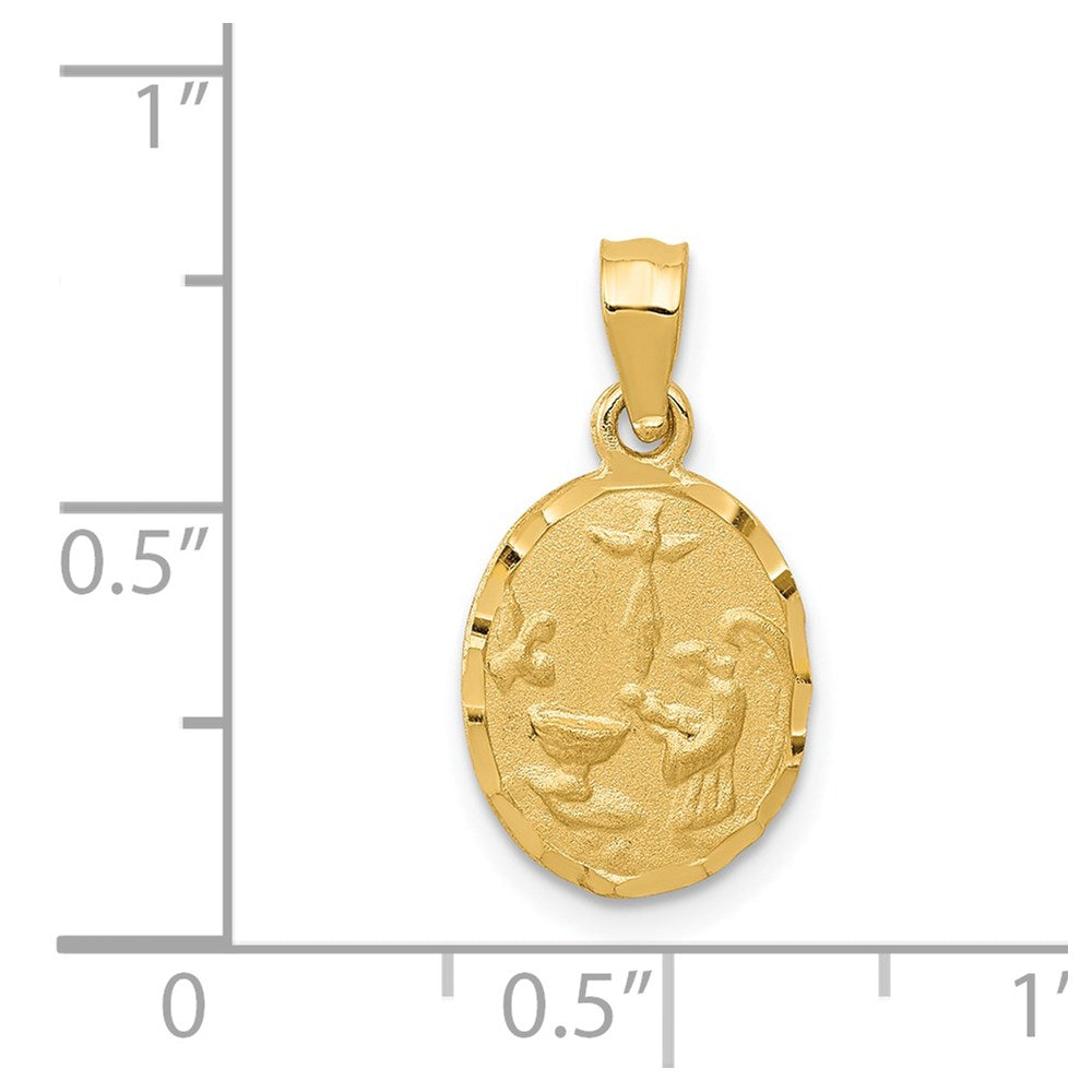 14K Satin / Diamond-Cut Baptism Pendant