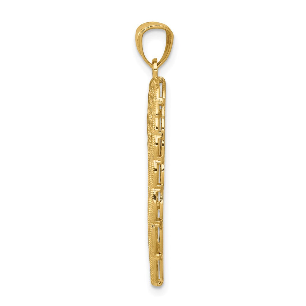 14K w/ Rhodium Polished Two Level Angel Wing Pendant