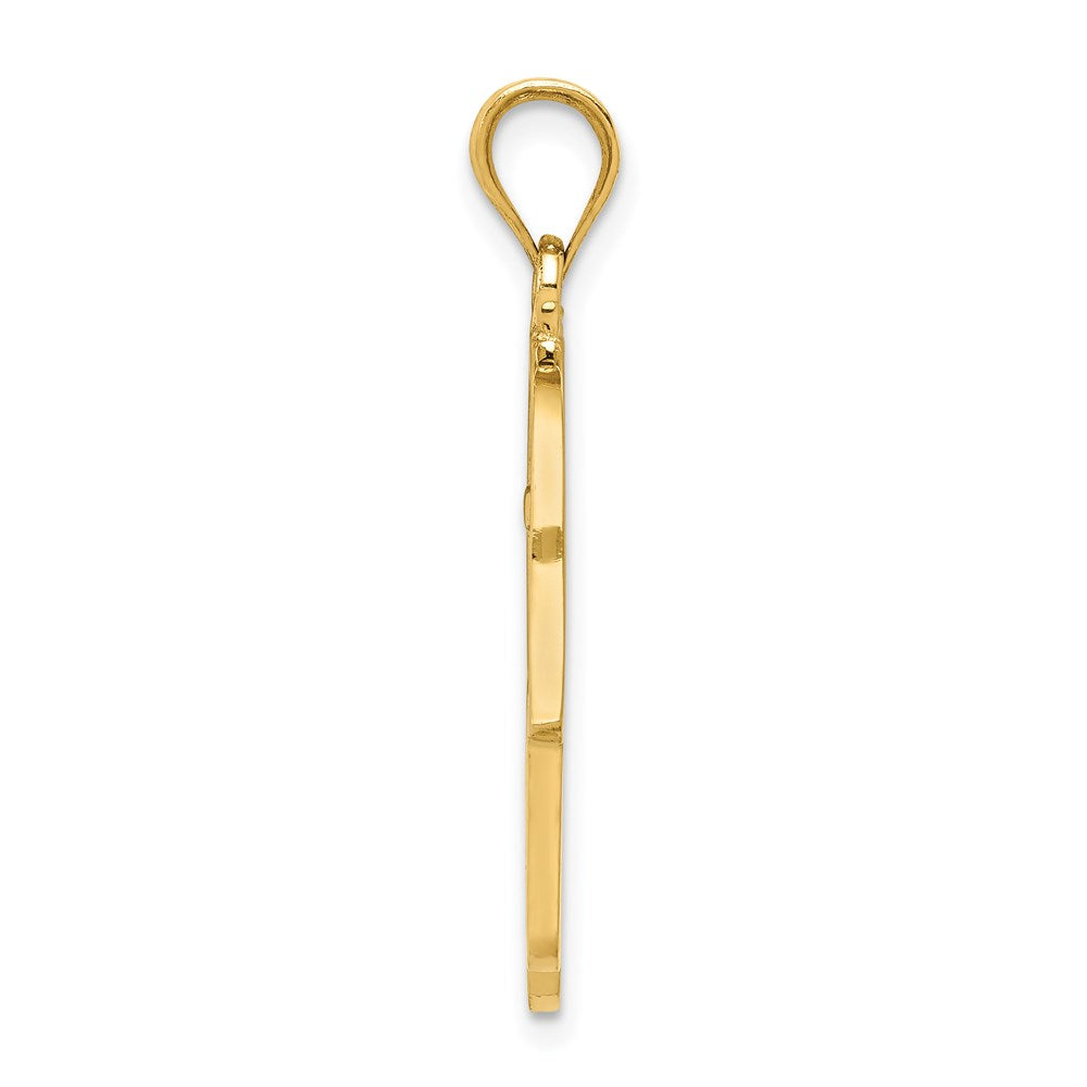 14k Polished Filigree Hamsa Pendant