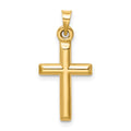 14k Hollow Diamond-cut Cross Pendant