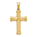 14k Hollow Diamond-cut Cross Pendant