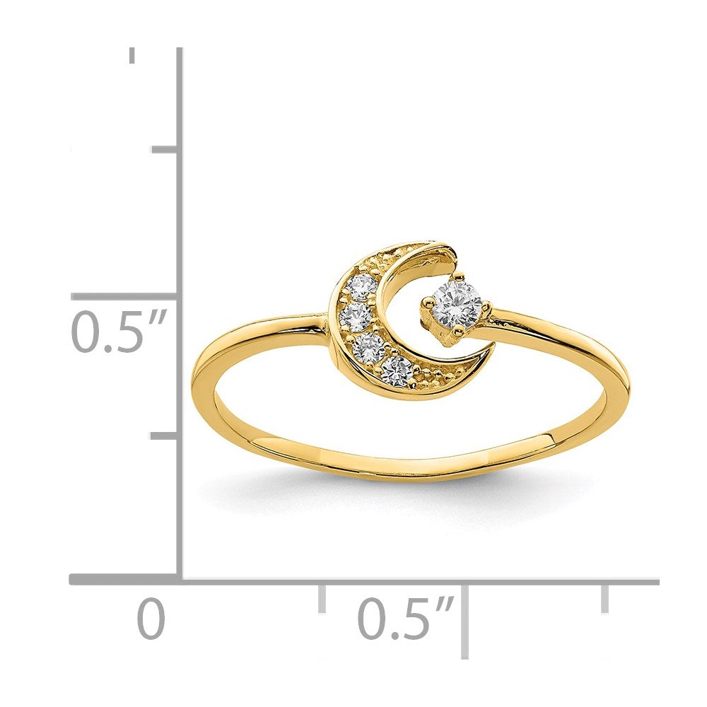 14K CZ Moon Ring