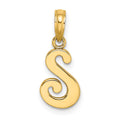 14KY Script Letter S Initial Pendant
