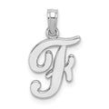 14KW White Gold Script Letter F Initial Pendant