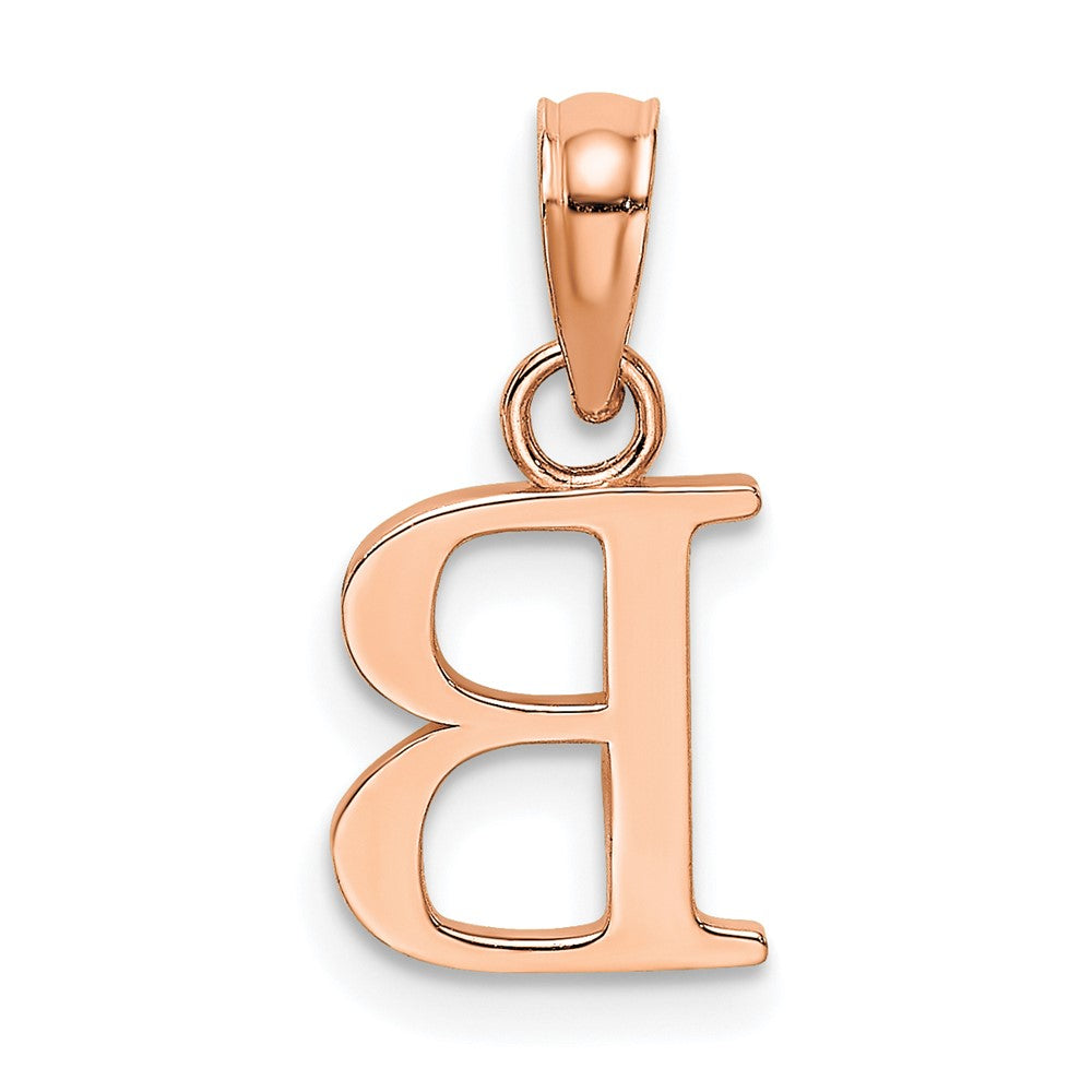 14K Rose Gold Polished Block Letter B Initial Pendant
