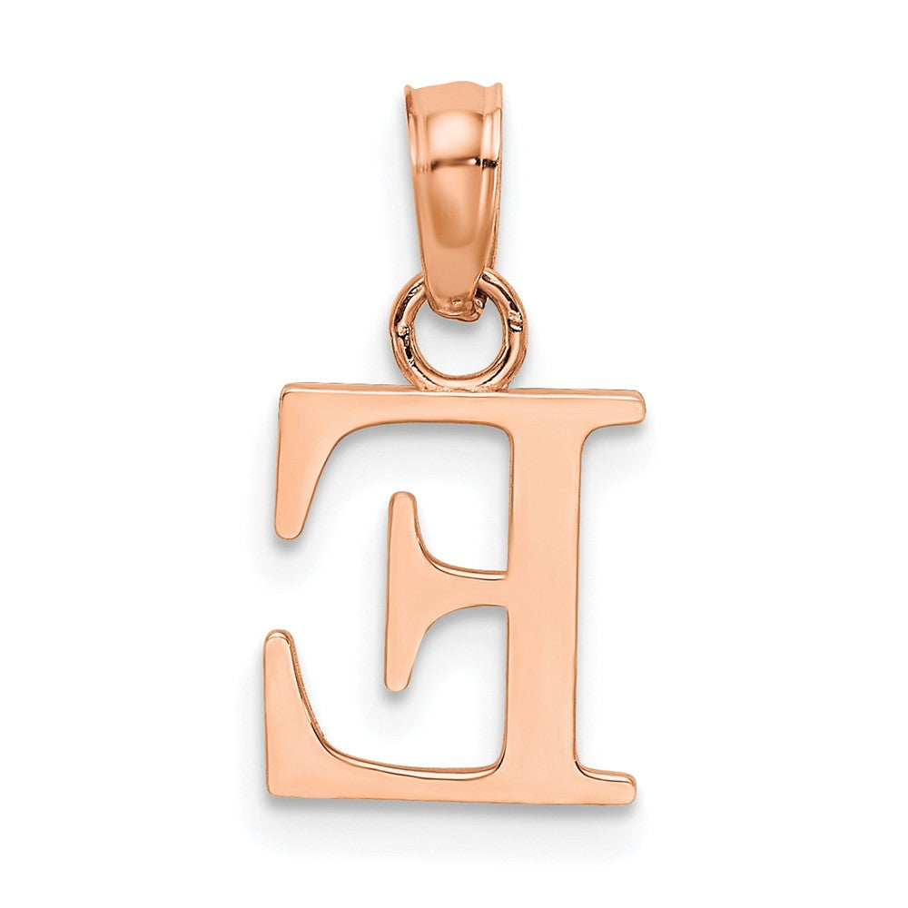 14K Rose Gold Polished Block Letter E Initial Pendant