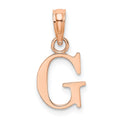 14K Rose Gold Polished Block Letter G Initial Pendant
