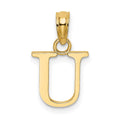 14K Polished Block Letter U Initial Pendant