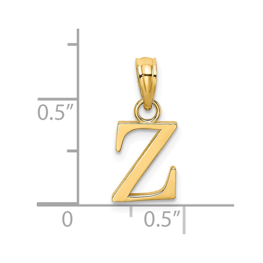 14K Polished Block Letter Z Initial Pendant