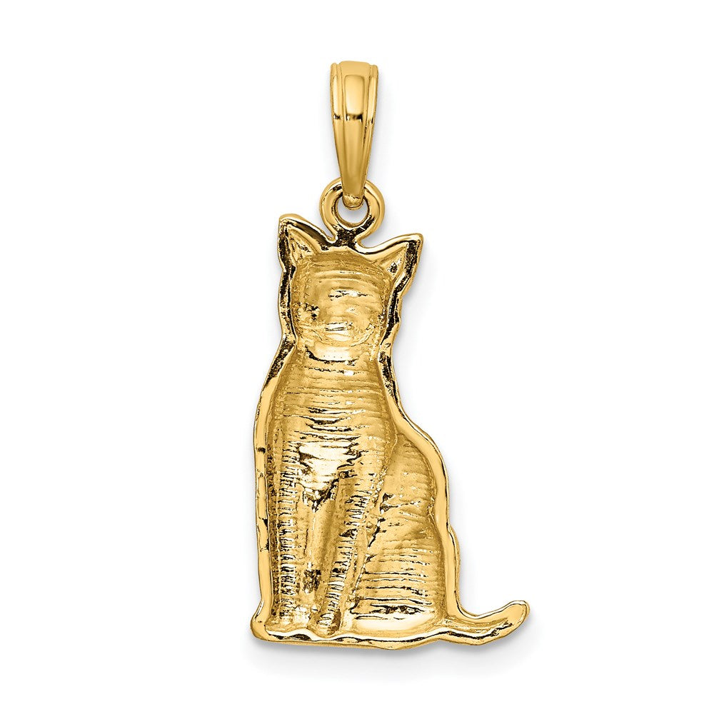 14K Textured Sitting Cat Charm