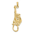 14K 2-D Textured Hanging Monkey Charm