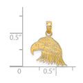 14K Engraved Flat Eagle Head Charm