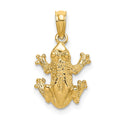 14K 2-D Textured Top View Frog Charm