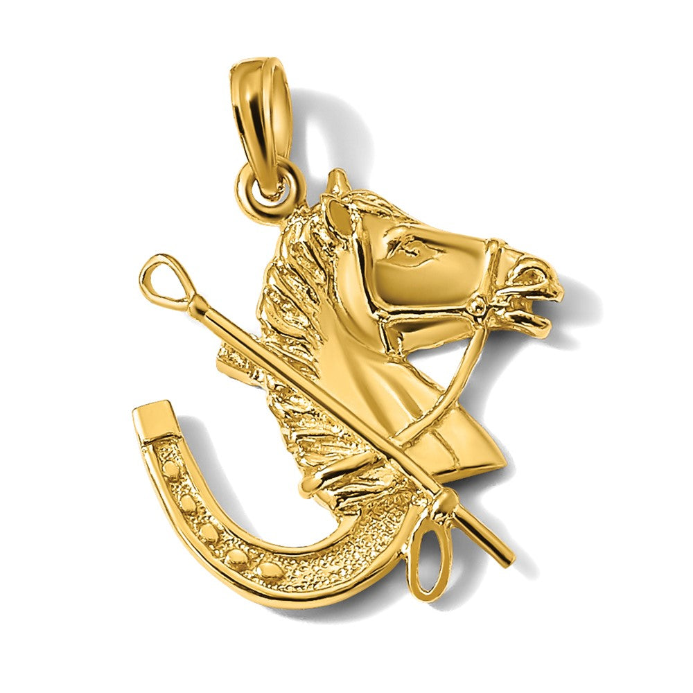 14K Horse Head w/ Shoe and Crop Charm