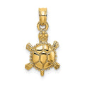 14K 3-D Polished Land Turtle Charm