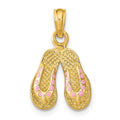 14k 3D W/ Pink Enamel Double Flip-Flop Charm