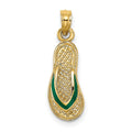 14k 3D W/ Green Enamel Single Flip-Flop Charm
