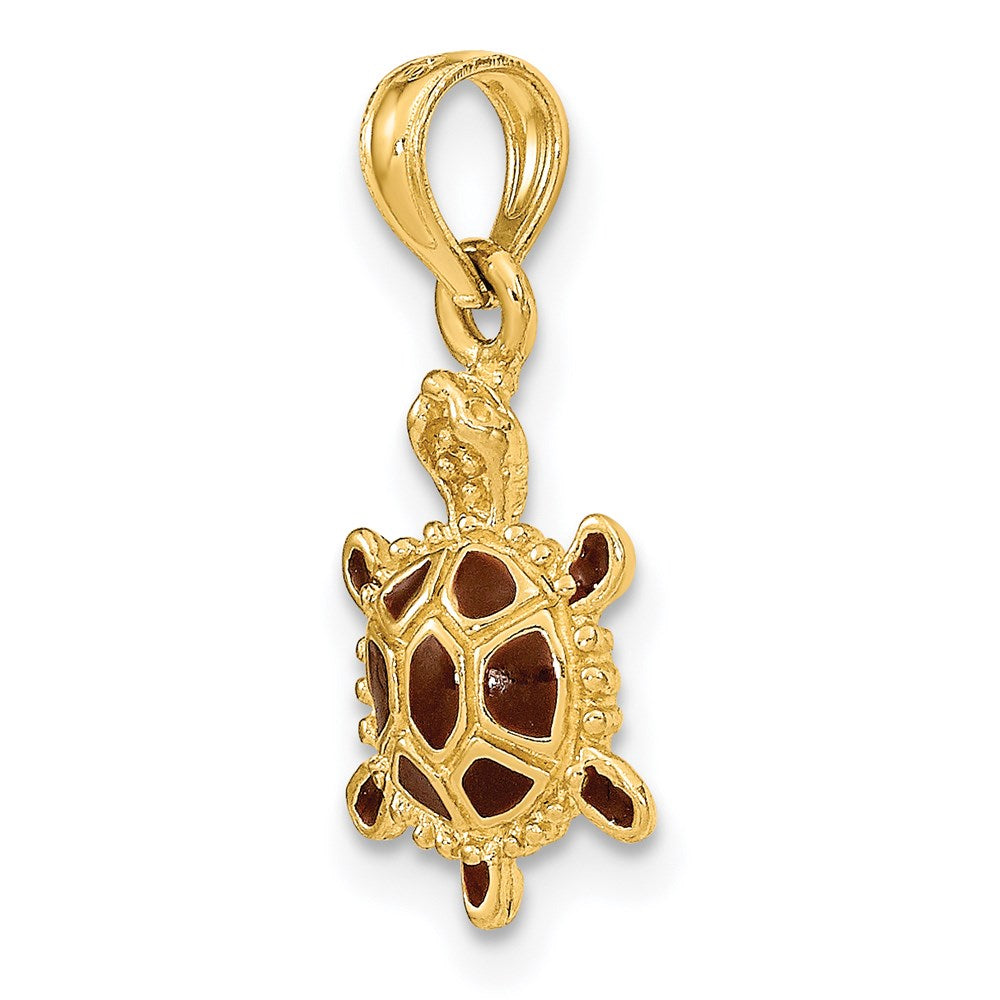 14K 3D Brown Enamel Tortoise Charm
