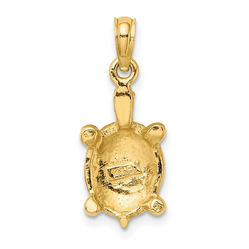 14K Green Enamel Tortoise Charm