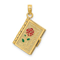 14K Enameled 3D Moveable LOVE Flower Book Pendant
