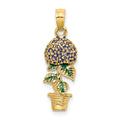 14K 3-D Enameled Lavender Hydrangea Flowers In Pot Charm