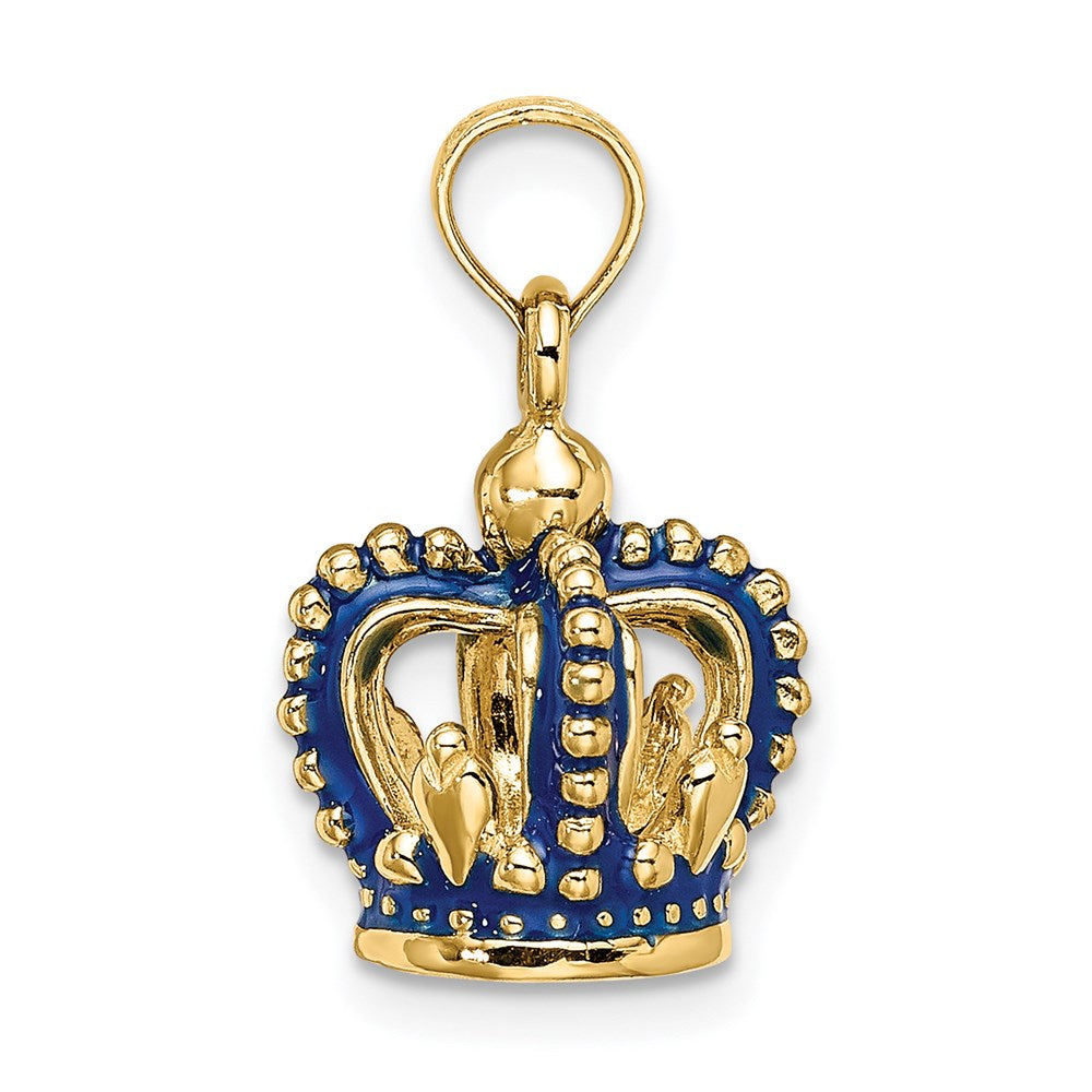 14K 3-D Blue Enamel Crown Charm