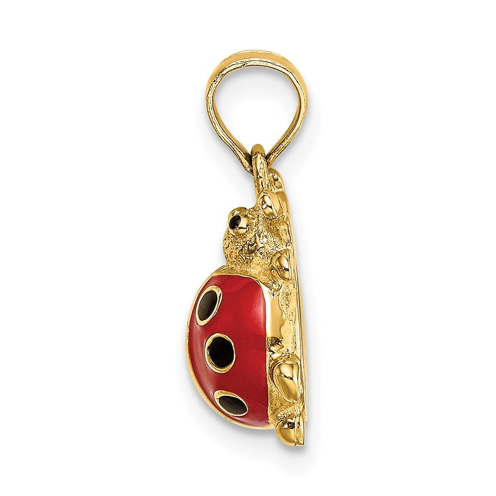 14k Red Enameled Ladybug Charm