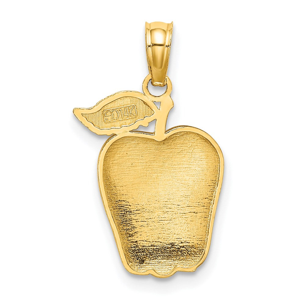 14K Enamel Red Delicious Apple W/Stem and Leaf Charm