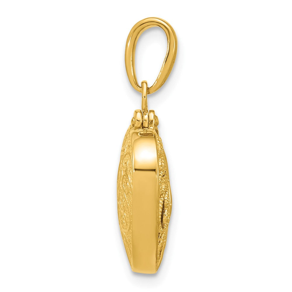 14K 3-D Reversible Heart Opens Charm