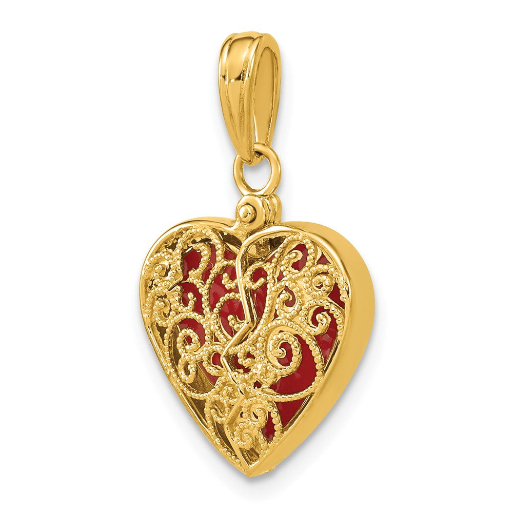 14K 3-D Reversible Heart Opens Charm