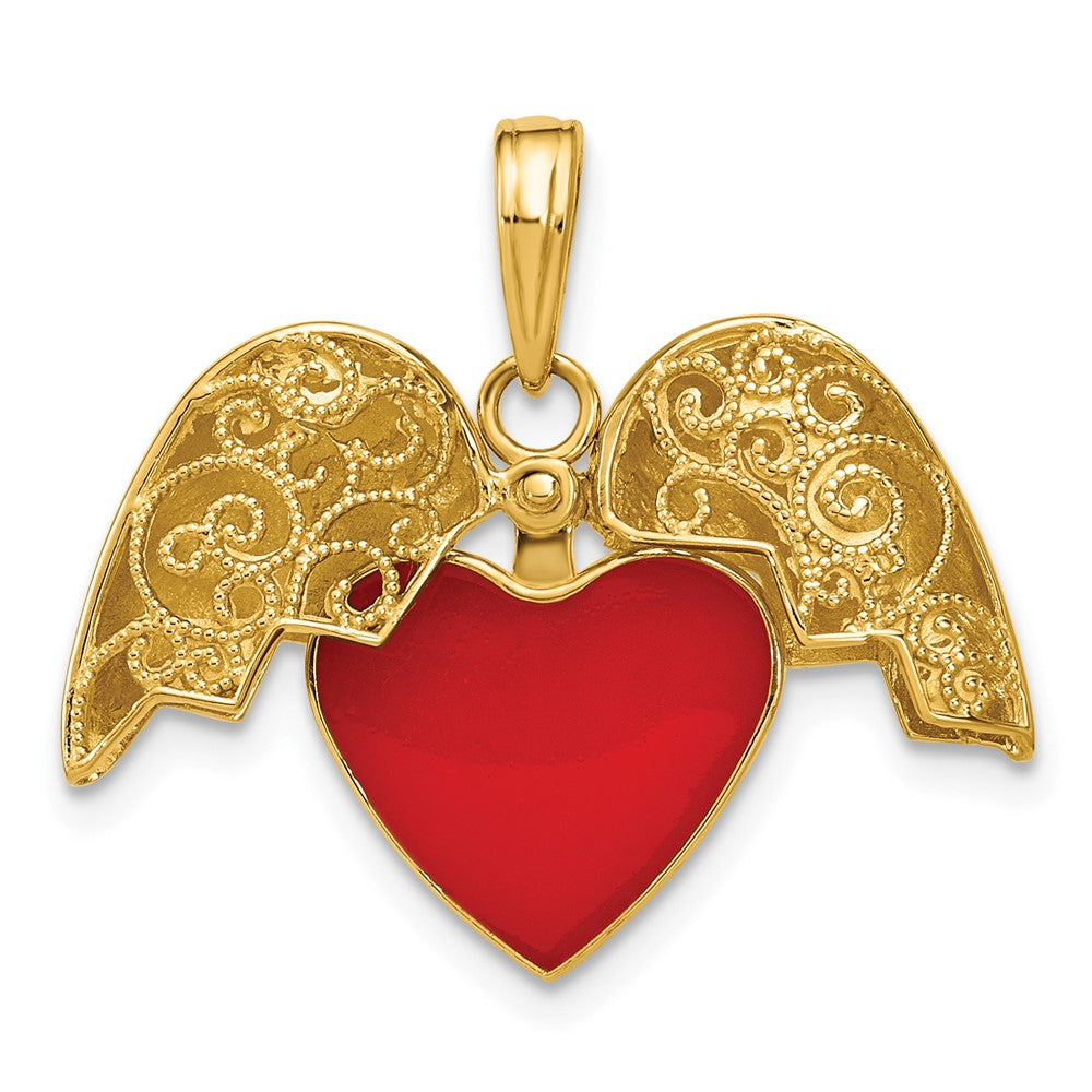 14K 3-D Reversible Heart Opens Charm