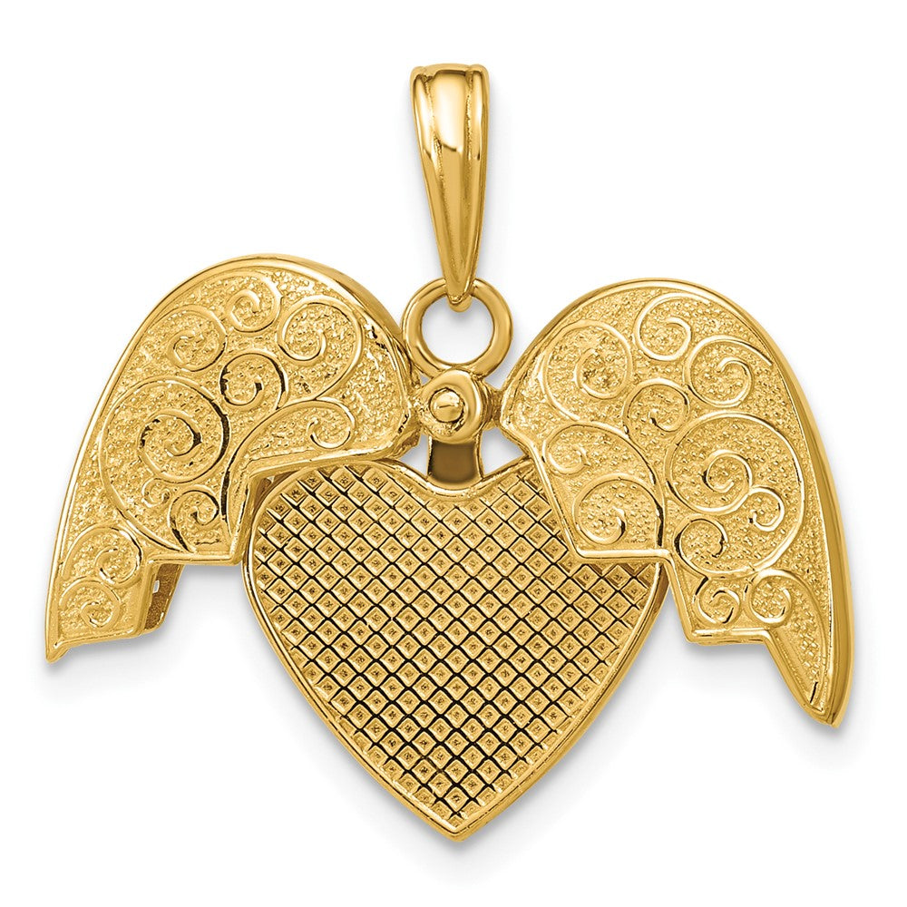 14K 3-D Reversible Heart Opens Charm
