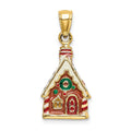 14K 3-D Enamel Gingerbread House Charm