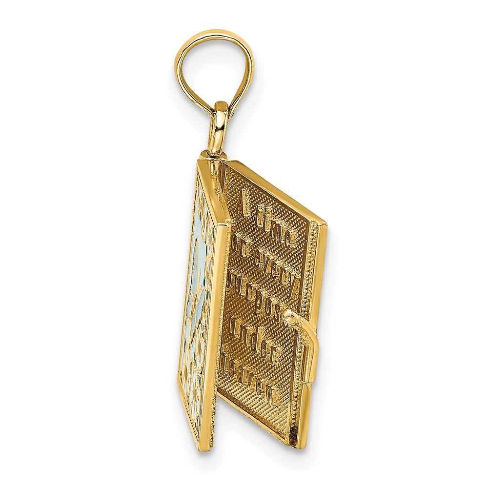 14K 3-D w/ Enamel Ecclesiastes Book w/ Moveable Pages Charm