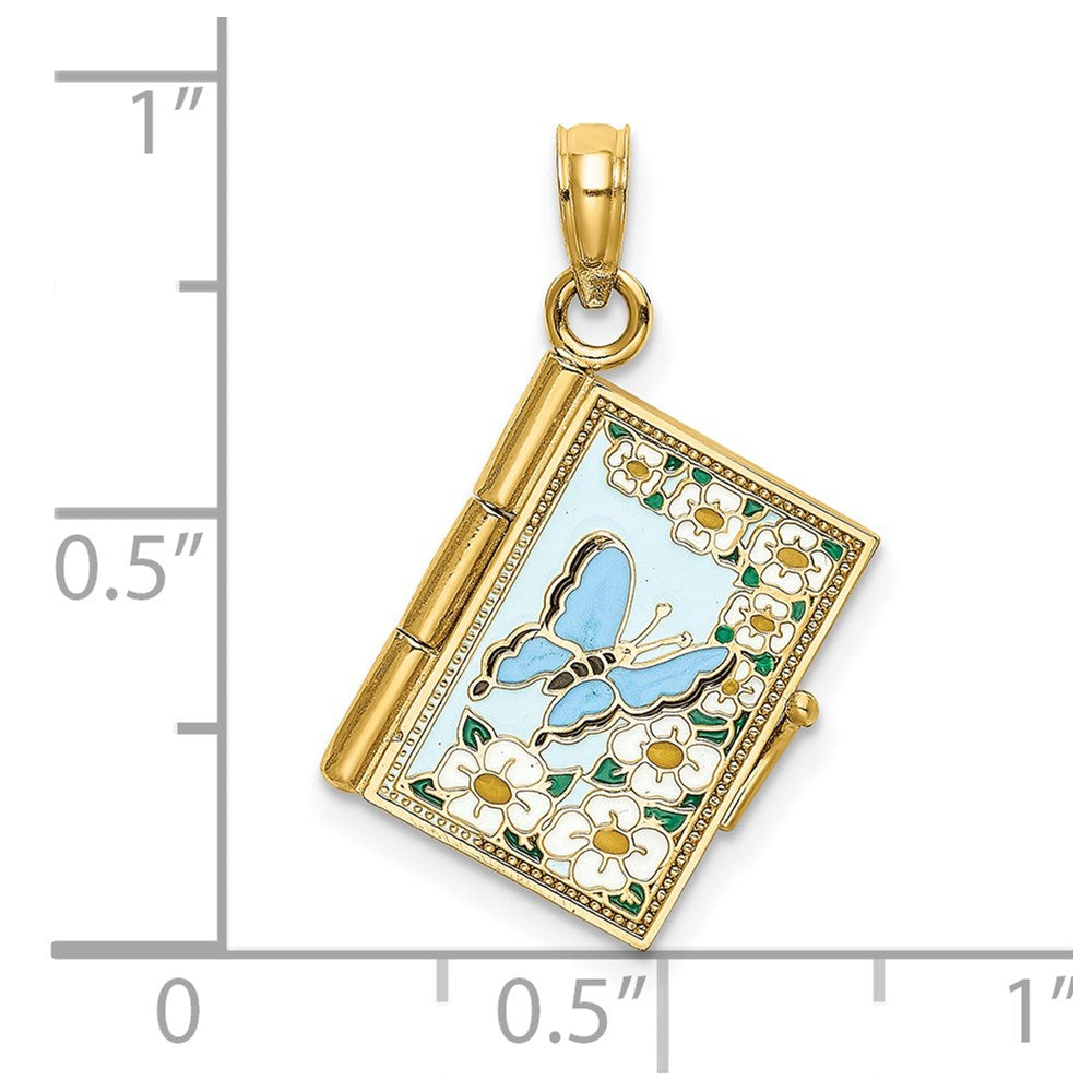 14K 3-D w/ Enamel Ecclesiastes Book w/ Moveable Pages Charm