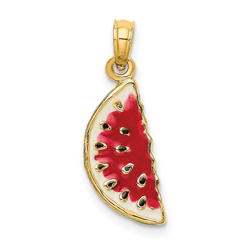 14K w/ Enamel 3-D Watermelon Charm