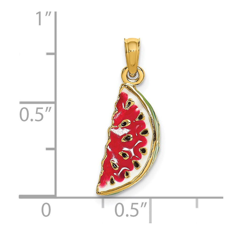 14K w/ Enamel 3-D Watermelon Charm