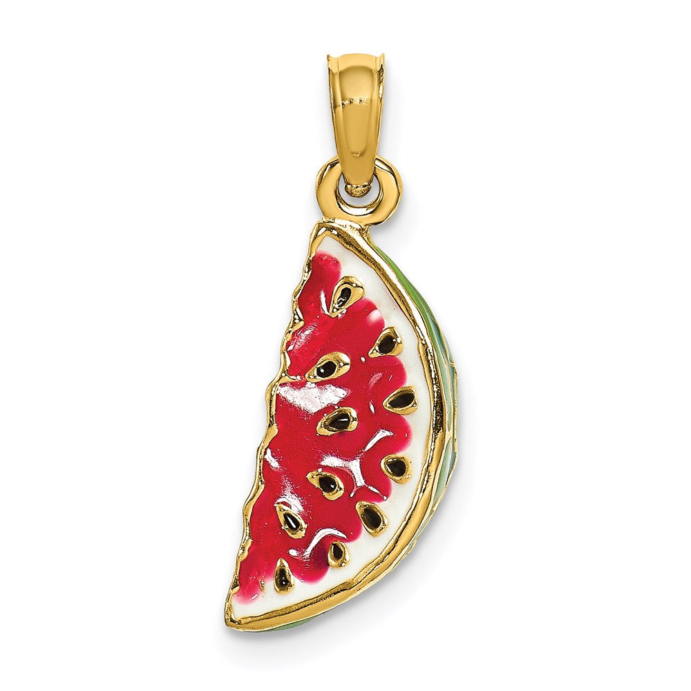14K w/ Enamel 3-D Watermelon Charm