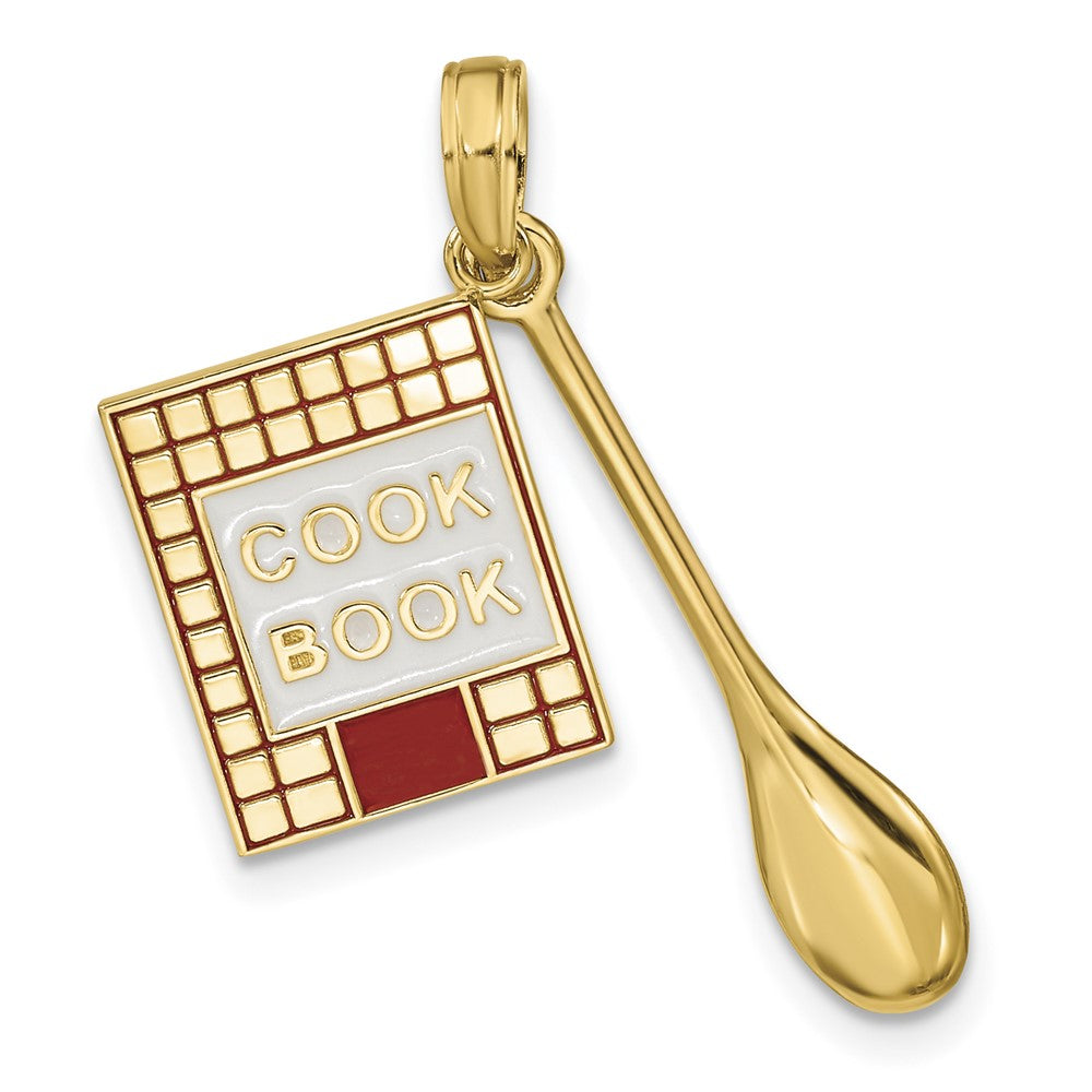 14K W/Enamel 3-D Cook Book and Spoon Charm