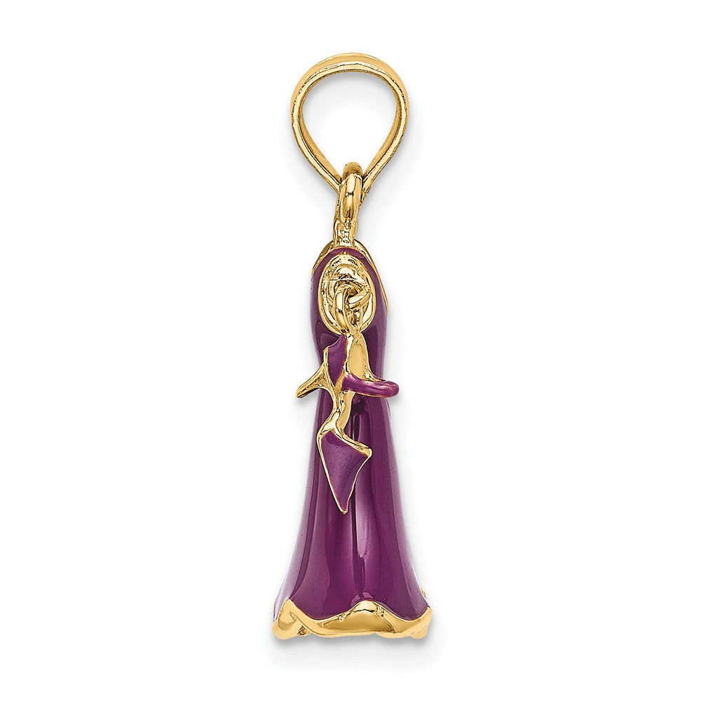 14K 3-D Moveable Enamel Purple Dress w/Shoe Charm
