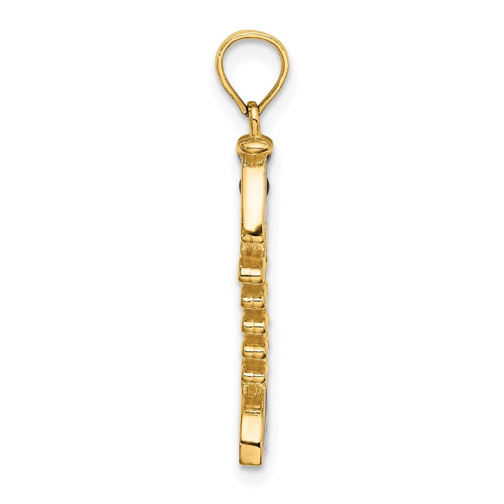 14k 3D Blue Enamel Fish Bone Charm