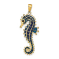14K 3D Enameled Seahorse Pendant