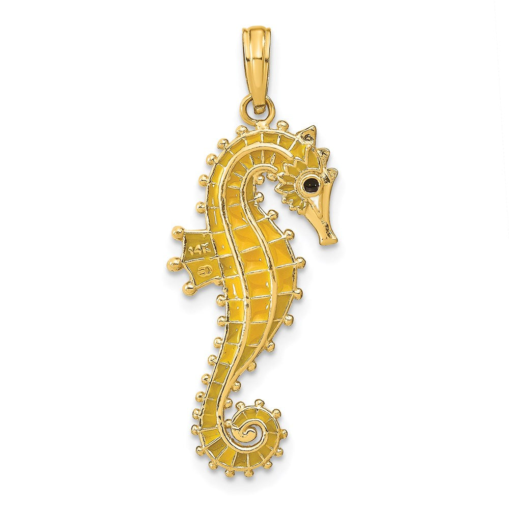 14K 3-D Yellow Enamel Seahorse Charm