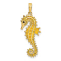 14K 3-D Yellow Enamel Seahorse Charm