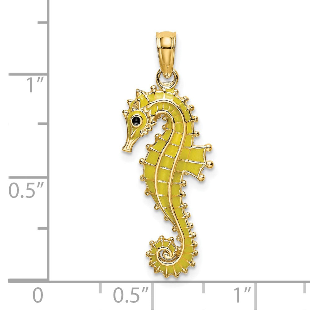 14K 3-D Enamel Seahorse Charm