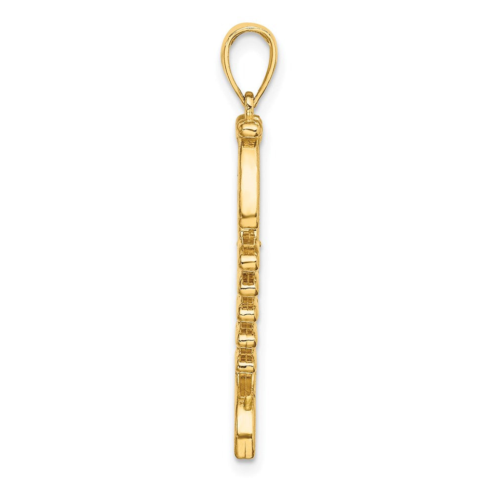 14k 3D Green Enamel Fish Bone Charm