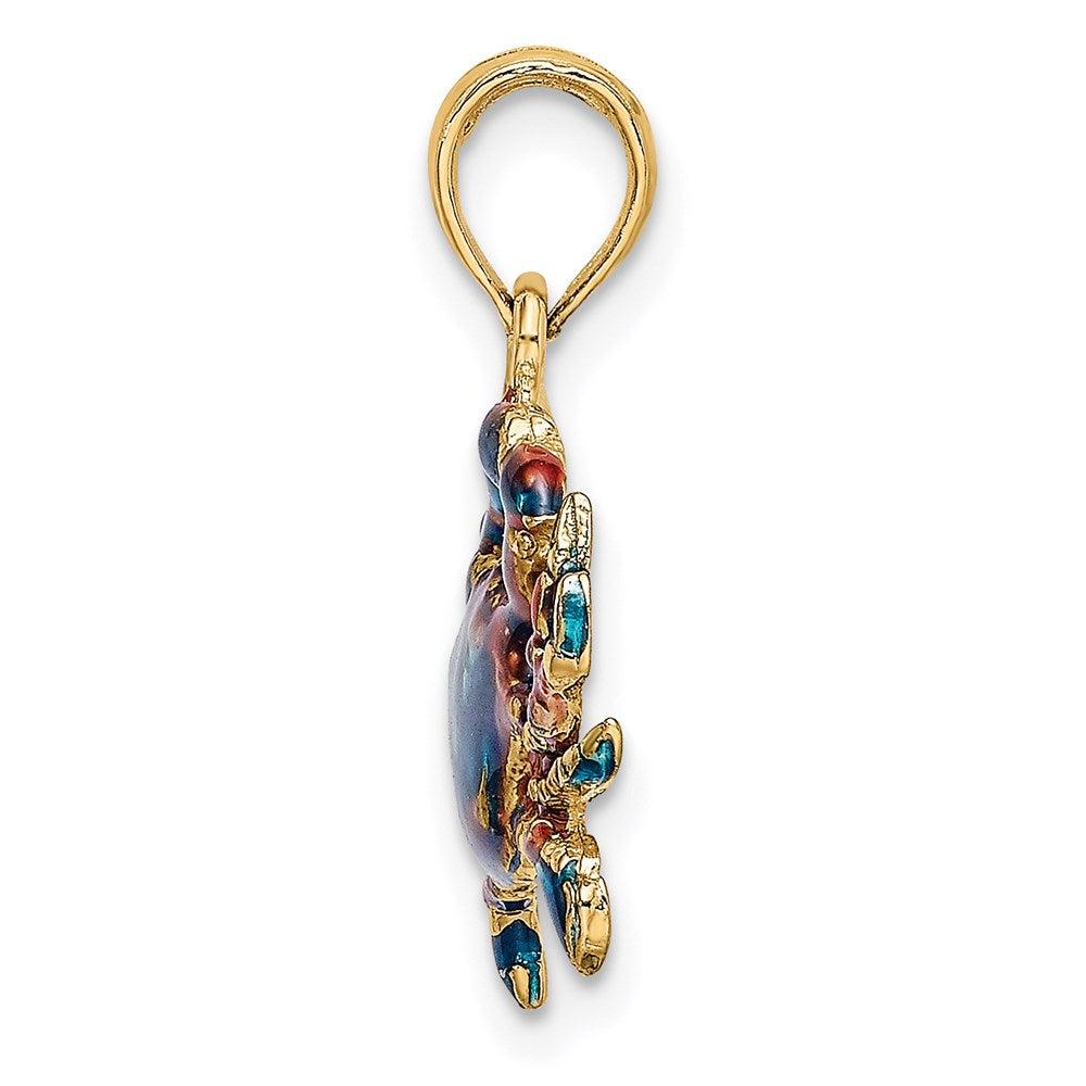14K Blue Enamel Crab Charm