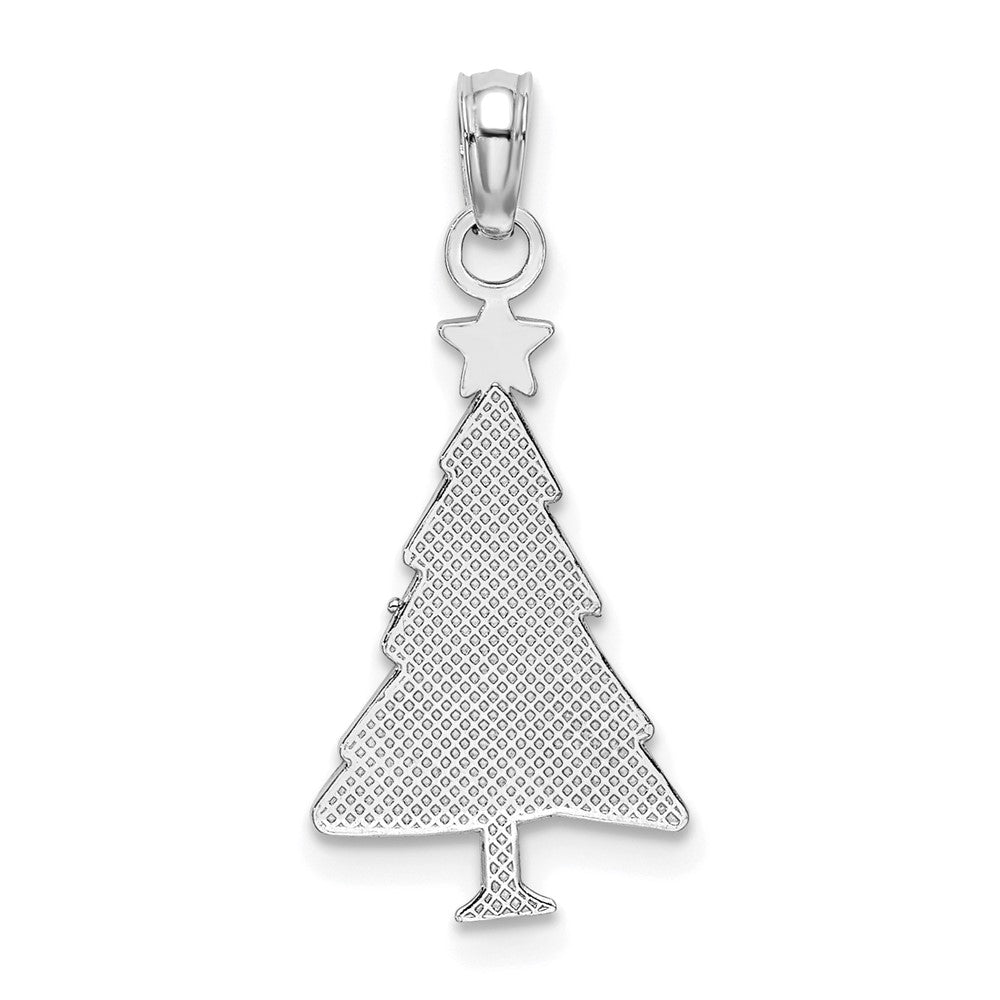 14K White Gold Enamel Green Christmas Tree w/ Red Star Charm