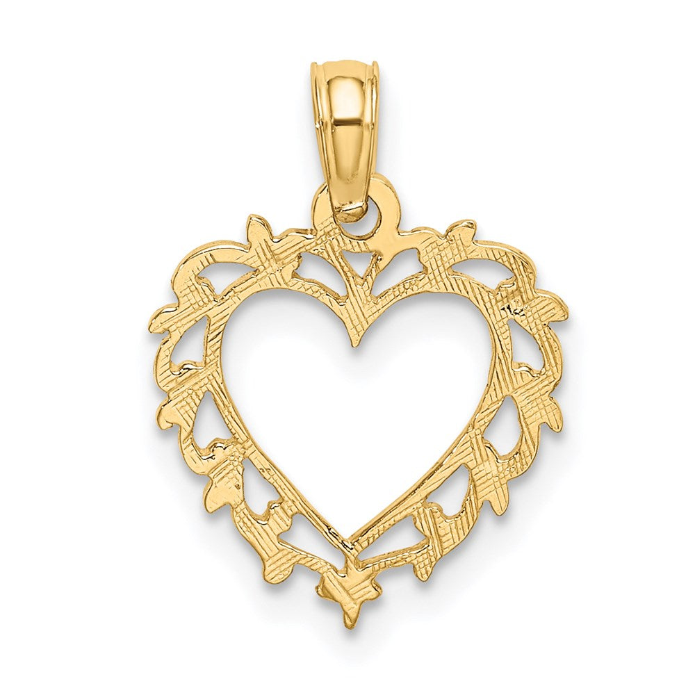 14K Heart w/ Lace Trim Charm